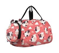 Flying Cow Pink Heart - Borsa da palestra per bambini, con scomparto per scarpe, multifunzione, per sport, viaggi, scuola, pratica, sport, viaggi
