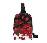 Flying Dove, borsa a tracolla con stampa a tracolla, per uomo e donna, pieghevole, per attività all'aperto, Petali di rosa rossa galleggianti, One Size, Zaino casual