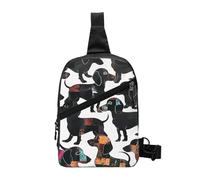 Flying Dove, borsa a tracolla con stampa a tracolla, per uomo e donna, pieghevole, per attività all'aperto, Bassotto Cane Nero Cani, One Size, Zaino casual