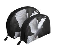 Flying Dove, trousse da viaggio con stampa di colomba in 2 pezzi, portatile, organizer per cosmetici da donna