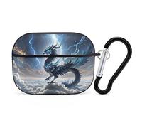 Flying Dragon AirPod Pro, custodia rigida antigraffio in policarbonato con portachiavi, accessorio per AirPod Pro 2a/1a custodia per donne e uomini, stile nero