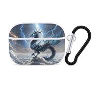 Flying Dragon AirPod Pro, custodia rigida antigraffio in policarbonato con portachiavi, accessorio per AirPod Pro 2a/1a custodia, per donne e uomini, stile bianco