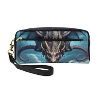 Flying Dragon Piccola borsa per trucchi, astuccio a doppia faccia in pelle PU