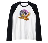 Flying Duck Moon Night Bird Cute Duck Graphics Maglia con Maniche Raglan