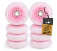 Flying Eagle Lazer Wheelz Ultra - Ruote per pattini in linea illuminate, luci a LED per pattini a rotelle, ruote per pattini in linea per adulti, accessori per pattini in linea, 80 mm, rosa