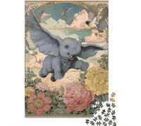 Flying Elephant with Flowers Puzzle Impossible 1000 Pezzi Decorazione Per La Casa. Rilassamento E Intelligence Per Adulti E Bambini Da 12 Anni 38x26cm/1000pcs