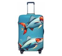 Flying Fish in The Ocean Print Valigia Universale Elastico Bagagli Protector Impermeabile Viaggi Affari Vacanza, Nero , XL, Bagaglio a mano
