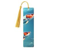 Flying Fish in The Ocean, set di 5 segnalibri artistici da donna, con nappa, in legno, per studio