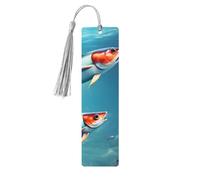 Flying Fish in The Ocean, set di 5 segnalibri artistici da donna, con nappa, in legno, per studio