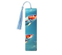 Flying Fish in The Ocean, set di 5 segnalibri artistici da donna, con nappa, in legno, per studio