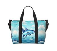 Flying Fish in the Oceans Versatile Personal Item Borse da viaggio per le donne - Spaziose borse da viaggio per viaggi, borse da palestra per uomo, nero, Taglia unica