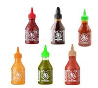 Flying Goose Pack Sriracha 6 × 200 ml - Sapori Originali, Black Pepper, Extra Garlic, Green Chilli, Super Hot e Mayo | Lotto di degustazione Thai | Senza glutine