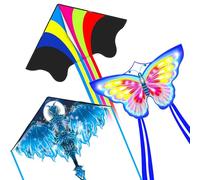 Flying Hoofer Drago grande (3 confezioni di drago) - facile da volare per bambini e adulti, spiaggia e parco e attività all'aperto (Rainbow Delta & Drago & Farfalla blu)