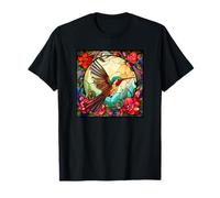 Flying Hummingbird with Colorful Feathers Cute Wild Flower Maglietta