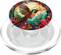 Flying Hummingbird With Colorful Feathers Cute Wild Flower PopSockets PopGrip per MagSafe