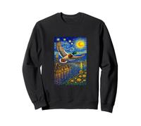 Flying Immigrant Mallard Duck in The Starry Night Painting Felpa
