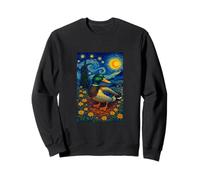 Flying Immigrant Mallard Duck in The Starry Night Painting Felpa
