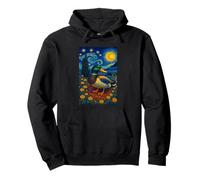 Flying Immigrant Mallard Duck in The Starry Night Painting Felpa con Cappuccio