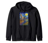 Flying Immigrant Mallard Duck in The Starry Night Painting Felpa con Cappuccio
