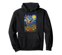 Flying Immigrant Mallard Duck in The Starry Night Painting Felpa con Cappuccio