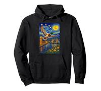 Flying Immigrant Mallard Duck in The Starry Night Painting Felpa con Cappuccio