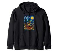 Flying Immigrant Mallard Duck in The Starry Night Painting Felpa con Cappuccio