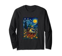 Flying Immigrant Mallard Duck in The Starry Night Painting Maglia a Manica