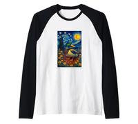 Flying Immigrant Mallard Duck in The Starry Night Painting Maglia con Maniche Raglan