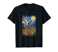Flying Immigrant Mallard Duck in The Starry Night Painting Maglietta