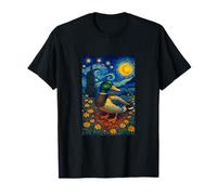 Flying Immigrant Mallard Duck in The Starry Night Painting Maglietta