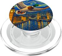 Flying Immigrant Mallard Duck in The Starry Night Painting PopSockets PopGrip per MagSafe