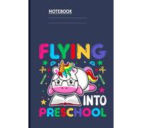 Flying Into Preschool - Cute Unicorn With Glasses And Rainbow Mane Reading A Book: Notebook