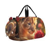 Flying Pig - Borsone da viaggio divertente per viaggi durante la notte Weekender Duffel Carry on Duffel per ragazzi danza bagagli per bambini, Carino Tigre Rosa Rossa 1, classico