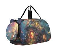 Flying Pig - Borsone da viaggio divertente per viaggi durante la notte Weekender Duffel Carry on Duffel per ragazzi danza bagagli per bambini, Casa delle fate vibrante 2, classico