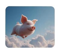 Flying Pig in Sky (2) Design Tappetino Mouse Lavabile Tappetini per Il Mouse Bordo Cucito Mousemat per Gioco Ufficio Lavoro 25X30Cm