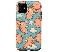 Flying Pigs Cartoon Fantasy Whimsical Piglet Cloud Art Custodia per iPhone 11