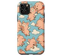 Flying Pigs Cartoon Fantasy Whimsical Piglet Cloud Art Custodia per iPhone 11 Pro
