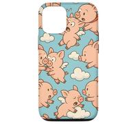 Flying Pigs Cartoon Fantasy Whimsical Piglet Cloud Art Custodia per iPhone 12/12 Pro