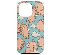 Flying Pigs Cartoon Fantasy Whimsical Piglet Cloud Art Custodia per iPhone 13 Pro