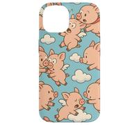 Flying Pigs Cartoon Fantasy Whimsical Piglet Cloud Art Custodia per iPhone 14
