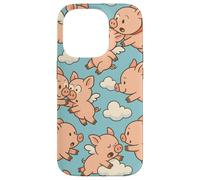 Flying Pigs Cartoon Fantasy Whimsical Piglet Cloud Art Custodia per iPhone 14 Pro