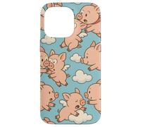 Flying Pigs Cartoon Fantasy Whimsical Piglet Cloud Art Custodia per iPhone 14 Pro Max