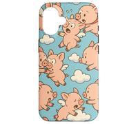 Flying Pigs Cartoon Fantasy Whimsical Piglet Cloud Art Custodia per iPhone 16