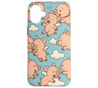 Flying Pigs Cartoon Fantasy Whimsical Piglet Cloud Art Custodia per iPhone 16 Plus