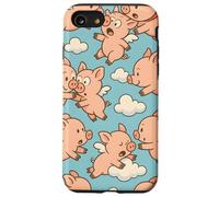 Flying Pigs Cartoon Fantasy Whimsical Piglet Cloud Art Custodia per iPhone SE (2020) / 7/8