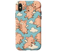 Flying Pigs Cartoon Fantasy Whimsical Piglet Cloud Art Custodia per iPhone X/XS