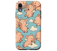 Flying Pigs Cartoon Fantasy Whimsical Piglet Cloud Art Custodia per iPhone XR