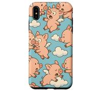 Flying Pigs Cartoon Fantasy Whimsical Piglet Cloud Art Custodia per iPhone XS Max