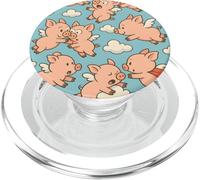 Flying Pigs Cartoon Fantasy Whimsical Piglet Cloud Art PopSockets PopGrip per MagSafe