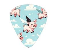 Flying-Pigs-Sky - Confezione da 12 plettri per chitarra con 3 spessori e scatola portaoggetti, plettri in ABS per basso elettrico